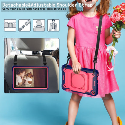 For Amazon Kindle Fire 7 2022 Silicone + PC Bracelet Holder Tablet Case(Navy Blue + Rose Red) - Amazon by buy2fix | Online Shopping UK | buy2fix