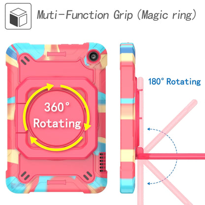 For Amazon Kindle Fire 7 2022 Silicone + PC Bracelet Holder Tablet Case(Camouflage + Rose Red) - Amazon by buy2fix | Online Shopping UK | buy2fix