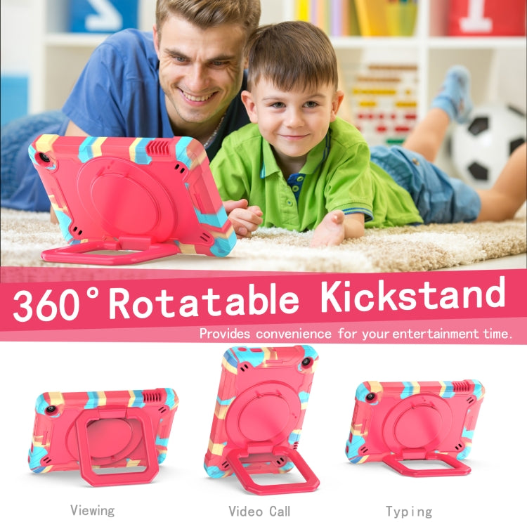 For Amazon Kindle Fire 7 2022 Silicone + PC Bracelet Holder Tablet Case(Camouflage + Rose Red) - Amazon by buy2fix | Online Shopping UK | buy2fix