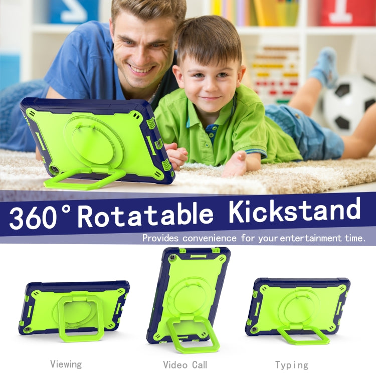 For Lenovo Tab M10 Plus 10.6 3rd Gen 2022 Silicone + PC Bracelet Holder Tablet Case(Navy Blue + Yellow Green) - Lenovo by buy2fix | Online Shopping UK | buy2fix