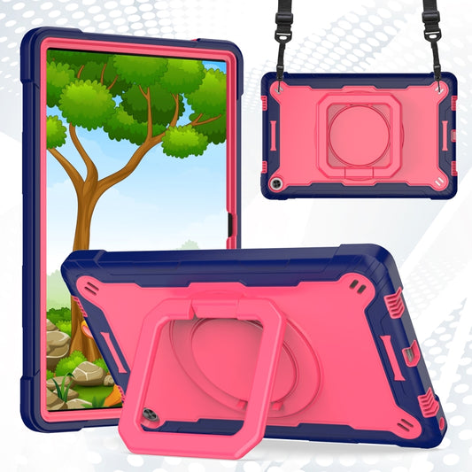 For Lenovo Tab M10 Plus 10.6 3rd Gen 2022 Silicone + PC Bracelet Holder Tablet Case(Navy Blue + Rose Red) - Lenovo by buy2fix | Online Shopping UK | buy2fix