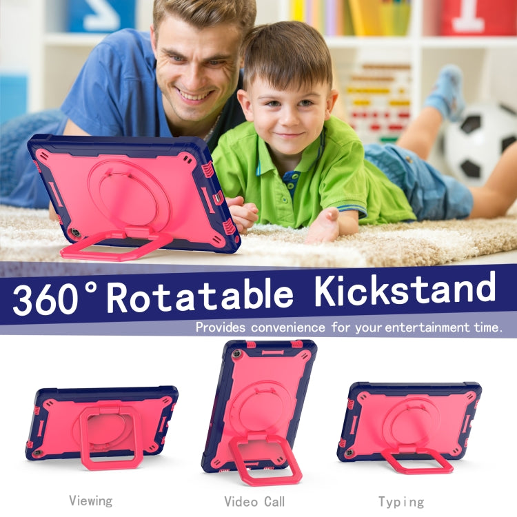 For Lenovo Tab M10 Plus 10.6 3rd Gen 2022 Silicone + PC Bracelet Holder Tablet Case(Navy Blue + Rose Red) - Lenovo by buy2fix | Online Shopping UK | buy2fix