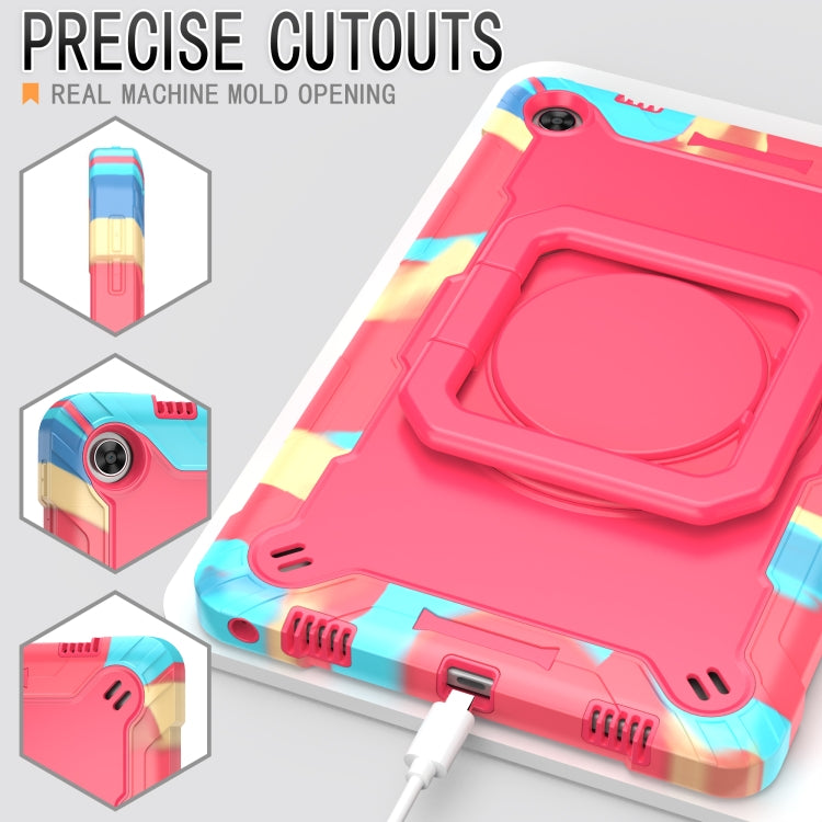 For Lenovo Tab M10 Plus 10.6 3rd Gen 2022 Silicone + PC Bracelet Holder Tablet Case(Camouflage + Rose Red) - Lenovo by buy2fix | Online Shopping UK | buy2fix