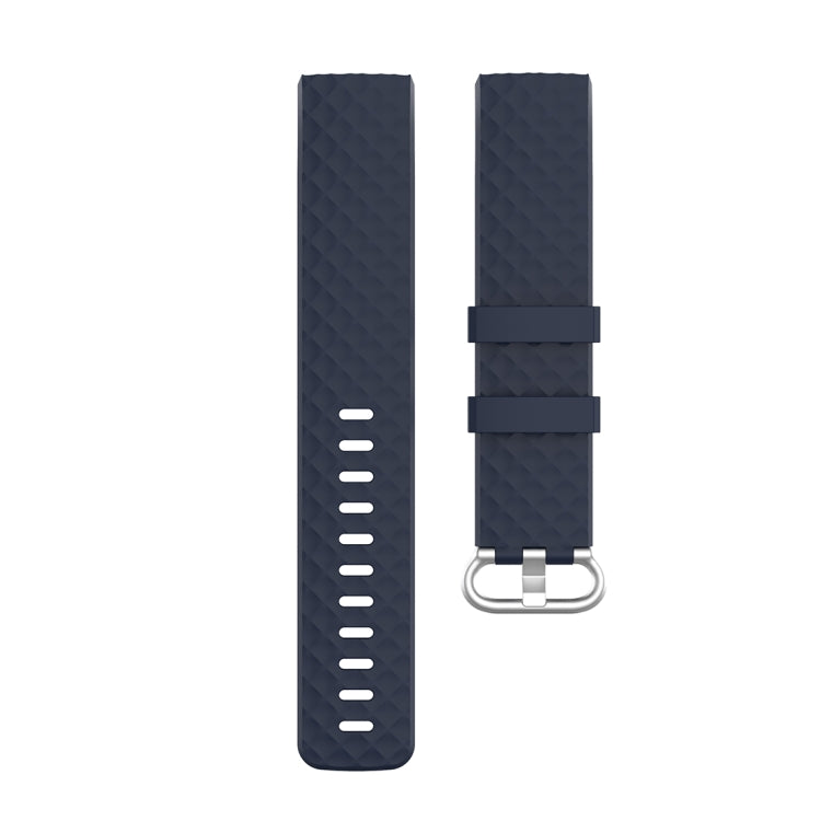 18mm Silver Color Buckle TPU Wrist Strap Watch Band for Fitbit Charge 4 / Charge 3 / Charge 3 SE, Size: S(Navy Blue) - Watch Bands by buy2fix | Online Shopping UK | buy2fix