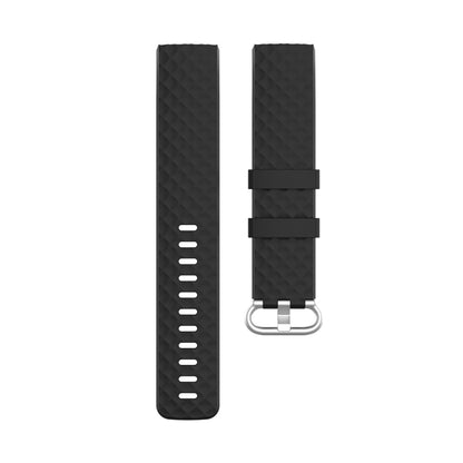 18mm Silver Color Buckle TPU Wrist Strap Watch Band for Fitbit Charge 4 / Charge 3 / Charge 3 SE, Size: S(Black) - Watch Bands by buy2fix | Online Shopping UK | buy2fix