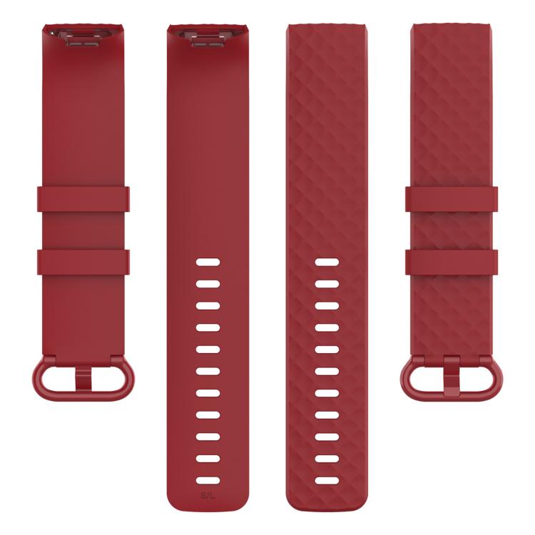 xDfind 18mm Silver Color Buckle TPU Wrist Strap Watch Band for Fitbit Charge 4 / Charge 4 SE / Charge 3 / Charge 3 SE, Size: S(Red) by xDfind