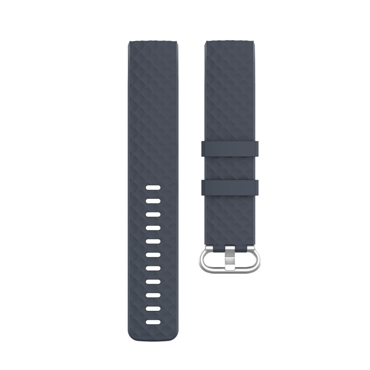 18mm Silver Color Buckle TPU Wrist Strap Watch Band for Fitbit Charge 4 / Charge 3 / Charge 3 SE, Size: L(Blue Gray) - Watch Bands by buy2fix | Online Shopping UK | buy2fix