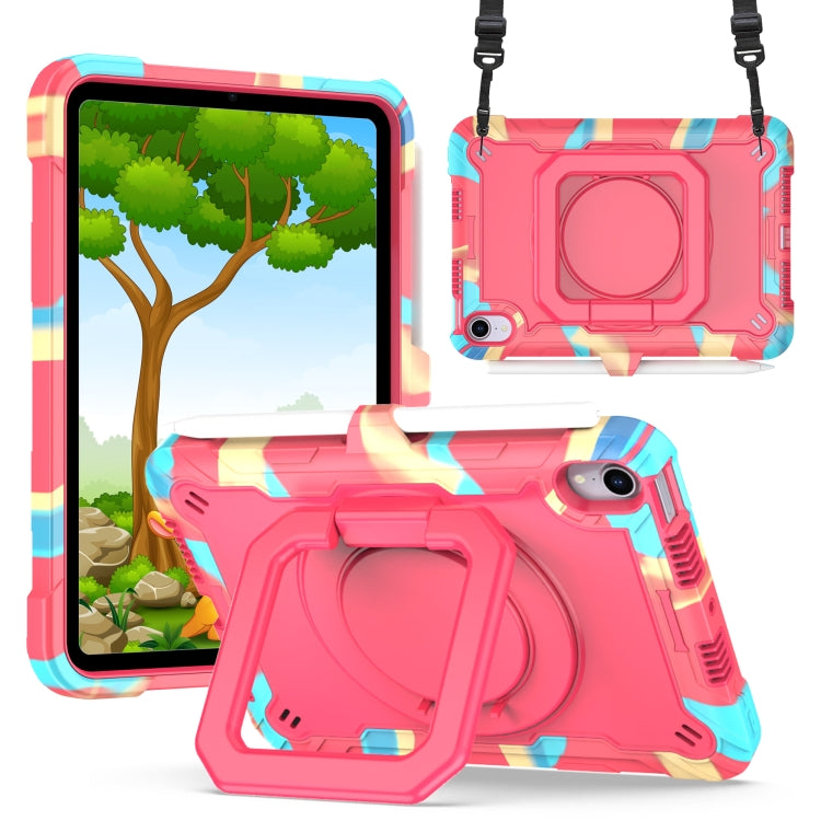 For iPad mini 2024 / mini 6 Silicone + PC Bracelet Holder Tablet Case(Camouflage + Rose Red) - iPad mini 6 Cases by buy2fix | Online Shopping UK | buy2fix