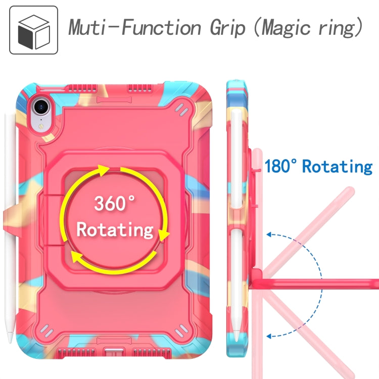 For iPad mini 2024 / mini 6 Silicone + PC Bracelet Holder Tablet Case(Camouflage + Rose Red) - iPad mini 6 Cases by buy2fix | Online Shopping UK | buy2fix
