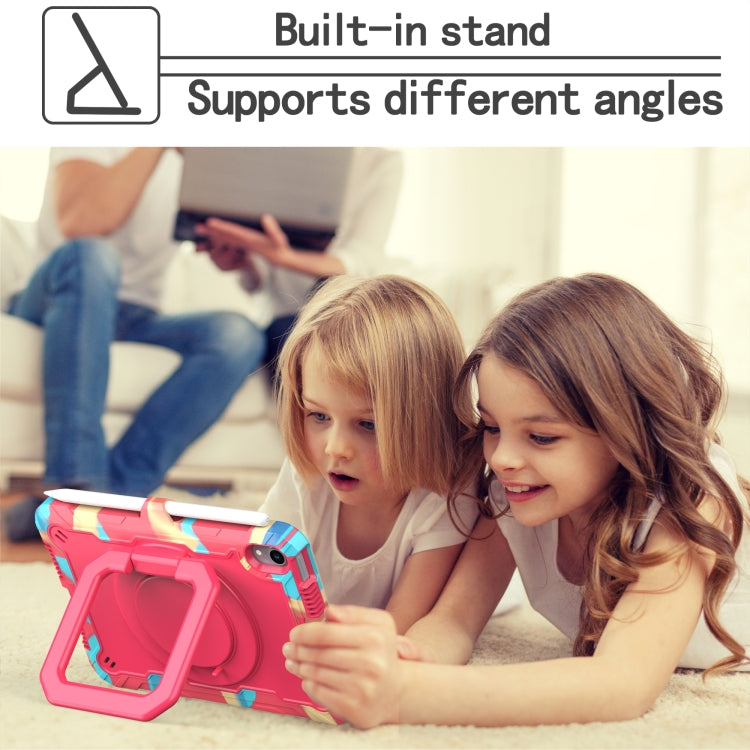 For iPad mini 2024 / mini 6 Silicone + PC Bracelet Holder Tablet Case(Camouflage + Rose Red) - iPad mini 6 Cases by buy2fix | Online Shopping UK | buy2fix