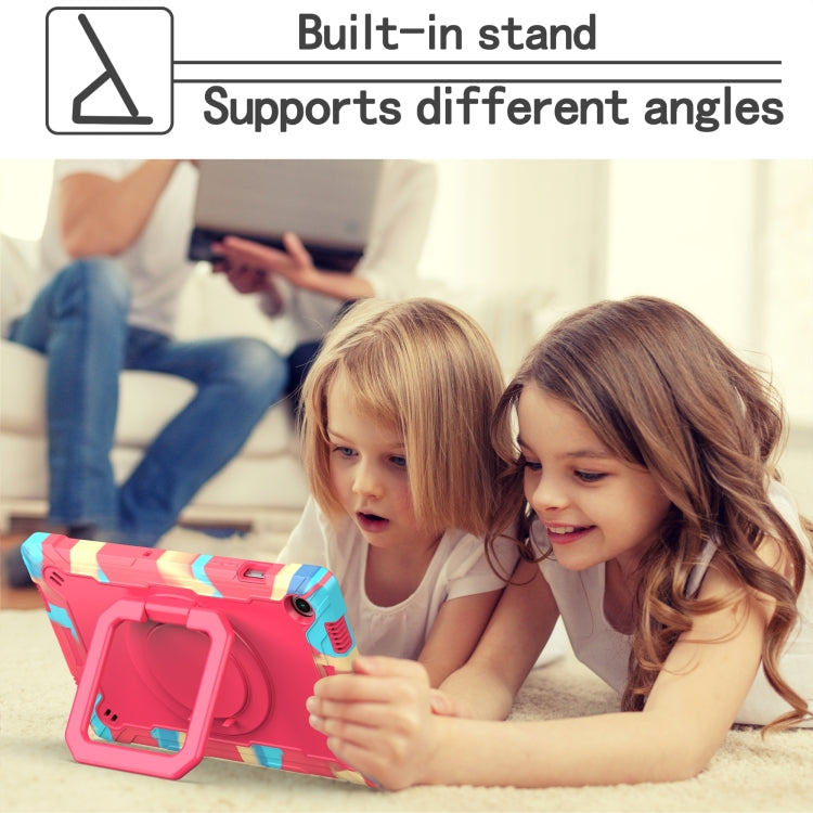 For Samsung Galaxy Tab A8 10.5 2021 Silicone + PC Bracelet Holder Tablet Case(Camouflage + Rose Red) by buy2fix