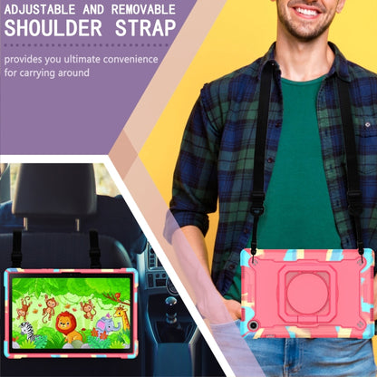 For Samsung Galaxy Tab A8 10.5 2021 Silicone + PC Bracelet Holder Tablet Case(Camouflage + Rose Red) by buy2fix