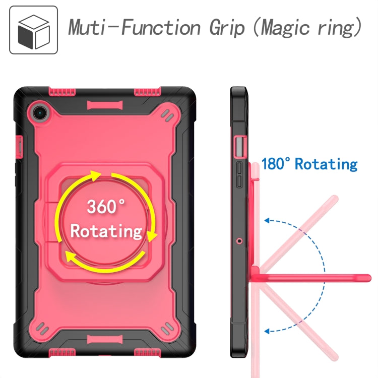 For Samsung Galaxy Tab A8 10.5 2021 Silicone + PC Bracelet Holder Tablet Case(Black + Rose Red) by buy2fix