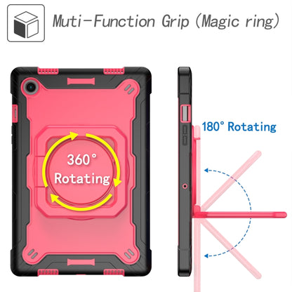 For Samsung Galaxy Tab A8 10.5 2021 Silicone + PC Bracelet Holder Tablet Case(Black + Rose Red) by buy2fix