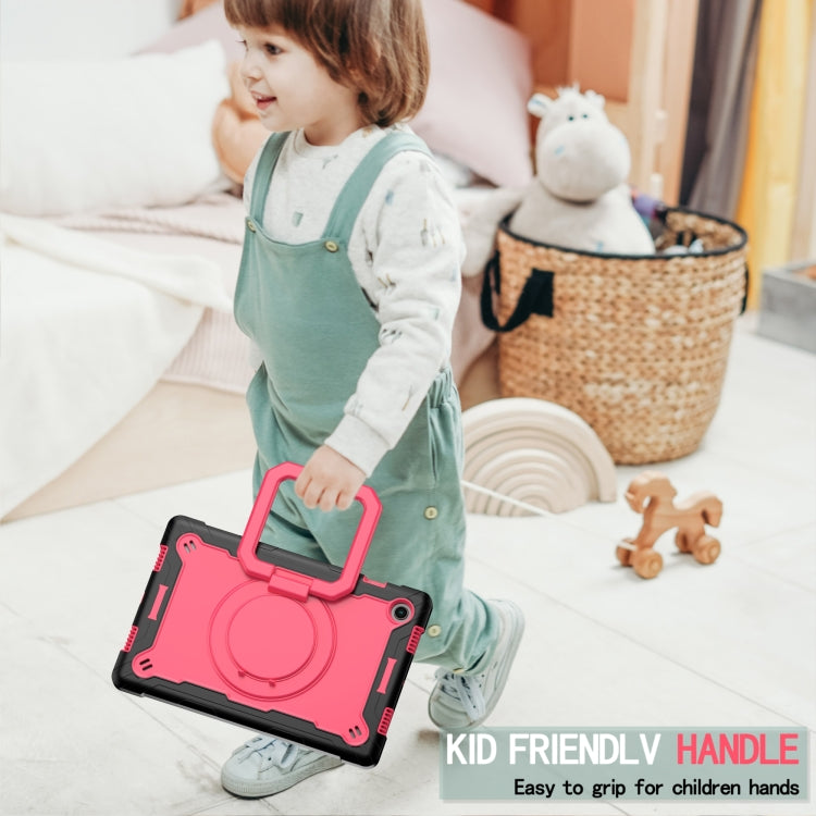 For Samsung Galaxy Tab A8 10.5 2021 Silicone + PC Bracelet Holder Tablet Case(Black + Rose Red) by buy2fix