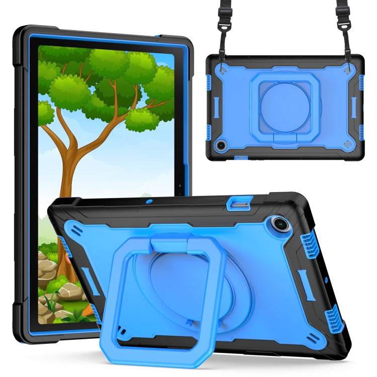 For Samsung Galaxy Tab A8 10.5 2021 Silicone + PC Bracelet Holder Tablet Case(Black + Blue) by buy2fix