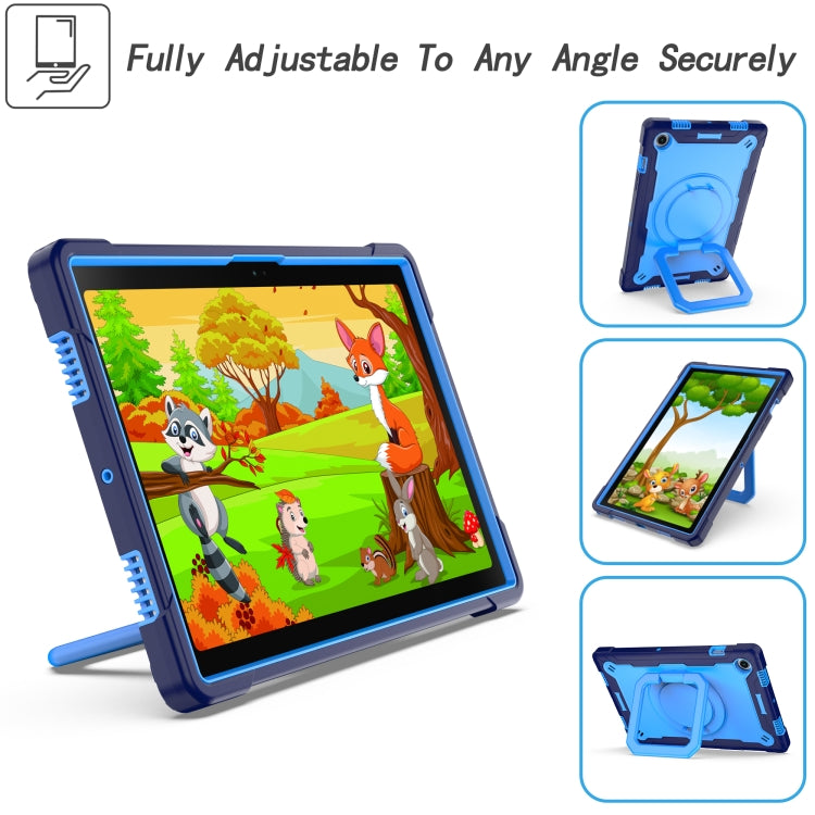 For Samsung Galaxy Tab A8 10.5 2021 Silicone + PC Bracelet Holder Tablet Case(Navy Blue + Blue) by buy2fix