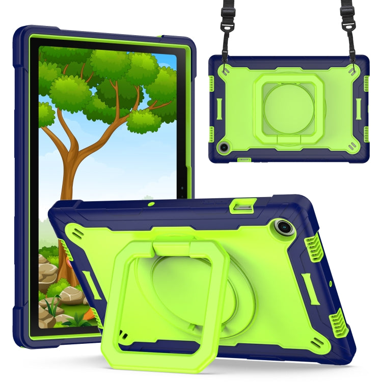 For Samsung Galaxy Tab A8 10.5 2021 Silicone + PC Bracelet Holder Tablet Case(Navy Blue + Yellow Green) by buy2fix