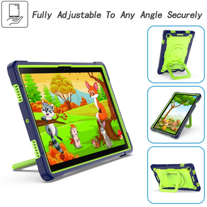 For Samsung Galaxy Tab A8 10.5 2021 Silicone + PC Bracelet Holder Tablet Case(Navy Blue + Yellow Green) by buy2fix