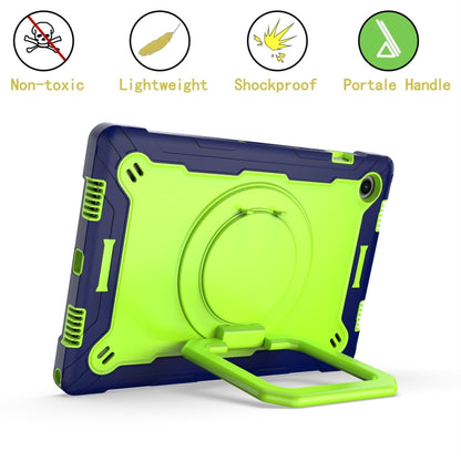 For Samsung Galaxy Tab A8 10.5 2021 Silicone + PC Bracelet Holder Tablet Case(Navy Blue + Yellow Green) by buy2fix