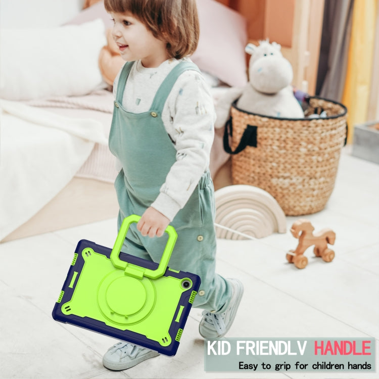 For Samsung Galaxy Tab A8 10.5 2021 Silicone + PC Bracelet Holder Tablet Case(Navy Blue + Yellow Green) by buy2fix