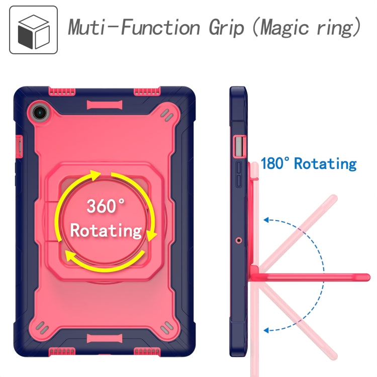 For Samsung Galaxy Tab A8 10.5 2021 Silicone + PC Bracelet Holder Tablet Case(Navy Blue + Rose Red) by buy2fix