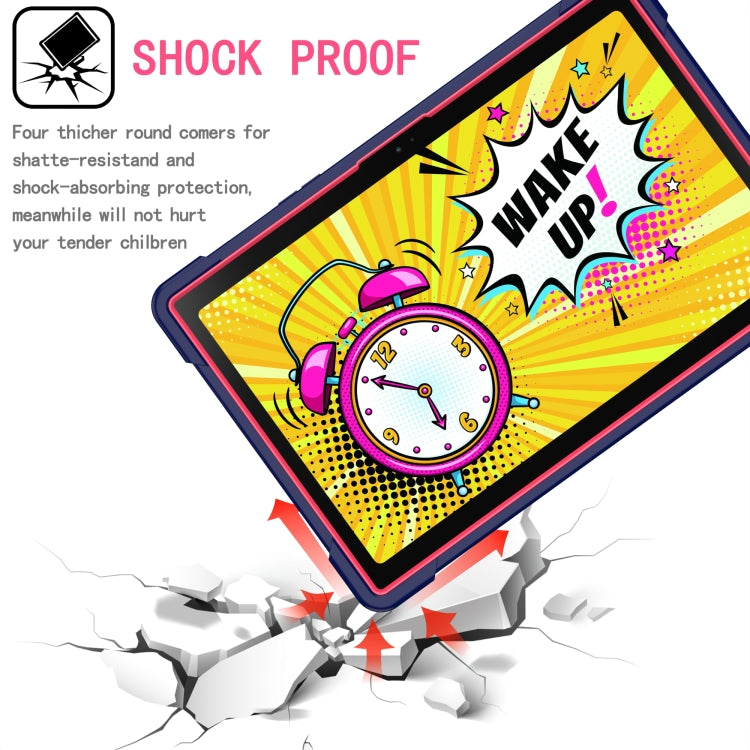 For Samsung Galaxy Tab A8 10.5 2021 Silicone + PC Bracelet Holder Tablet Case(Navy Blue + Rose Red) by buy2fix