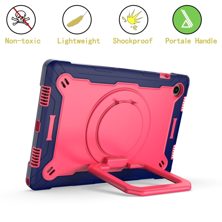 For Samsung Galaxy Tab A8 10.5 2021 Silicone + PC Bracelet Holder Tablet Case(Navy Blue + Rose Red) by buy2fix