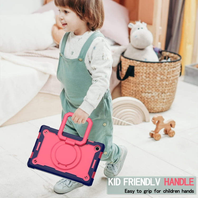 For Samsung Galaxy Tab A8 10.5 2021 Silicone + PC Bracelet Holder Tablet Case(Navy Blue + Rose Red) by buy2fix