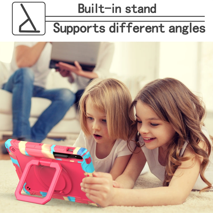 For Samsung Galaxy Tab S7 / S8 Silicone + PC Bracelet Holder Tablet Case(Camouflage + Rose Red) by buy2fix