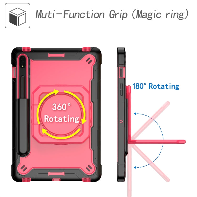 For Samsung Galaxy Tab S7 / S8 Silicone + PC Bracelet Holder Tablet Case(Black + Rose Red) by buy2fix