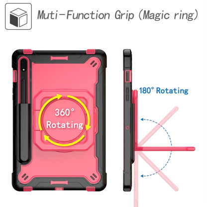 For Samsung Galaxy Tab S7 / S8 Silicone + PC Bracelet Holder Tablet Case(Black + Rose Red) by buy2fix