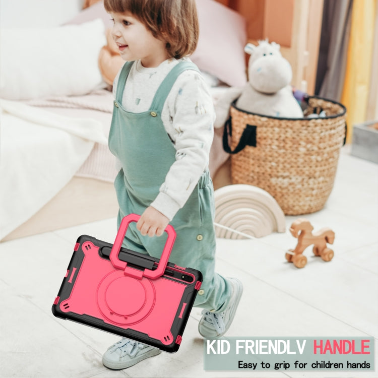 For Samsung Galaxy Tab S7 / S8 Silicone + PC Bracelet Holder Tablet Case(Black + Rose Red) by buy2fix