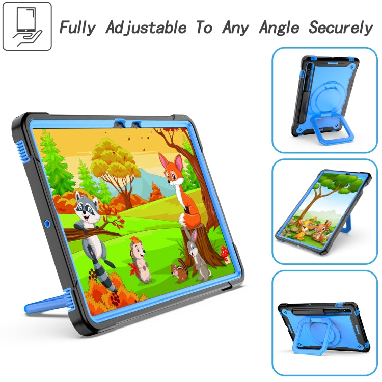 For Samsung Galaxy Tab S7 / S8 Silicone + PC Bracelet Holder Tablet Case(Black + Blue) by buy2fix