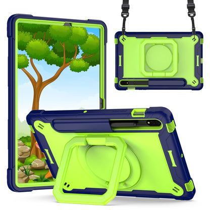 For Samsung Galaxy Tab S7 / S8 Silicone + PC Bracelet Holder Tablet Case(Navy Blue + Yellow Green) by buy2fix