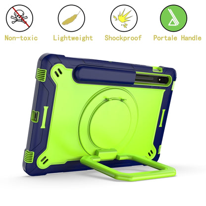 For Samsung Galaxy Tab S7 / S8 Silicone + PC Bracelet Holder Tablet Case(Navy Blue + Yellow Green) by buy2fix