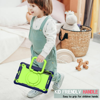 For Samsung Galaxy Tab S7 / S8 Silicone + PC Bracelet Holder Tablet Case(Navy Blue + Yellow Green) by buy2fix