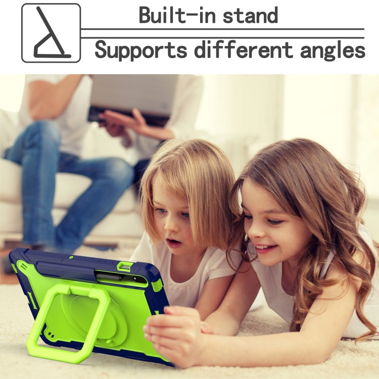 For Samsung Galaxy Tab S7 / S8 Silicone + PC Bracelet Holder Tablet Case(Navy Blue + Yellow Green) by buy2fix
