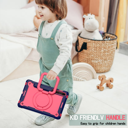 For Samsung Galaxy Tab S7 / S8 Silicone + PC Bracelet Holder Tablet Case(Navy Blue + Rose Red) by buy2fix