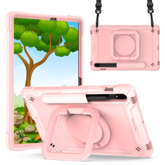 For Samsung Galaxy Tab S7 / S8 Silicone + PC Bracelet Holder Tablet Case(Rose Gold) by buy2fix