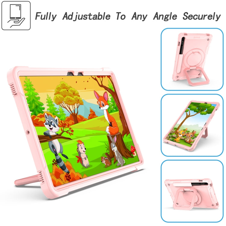 For Samsung Galaxy Tab S7 / S8 Silicone + PC Bracelet Holder Tablet Case(Rose Gold) by buy2fix