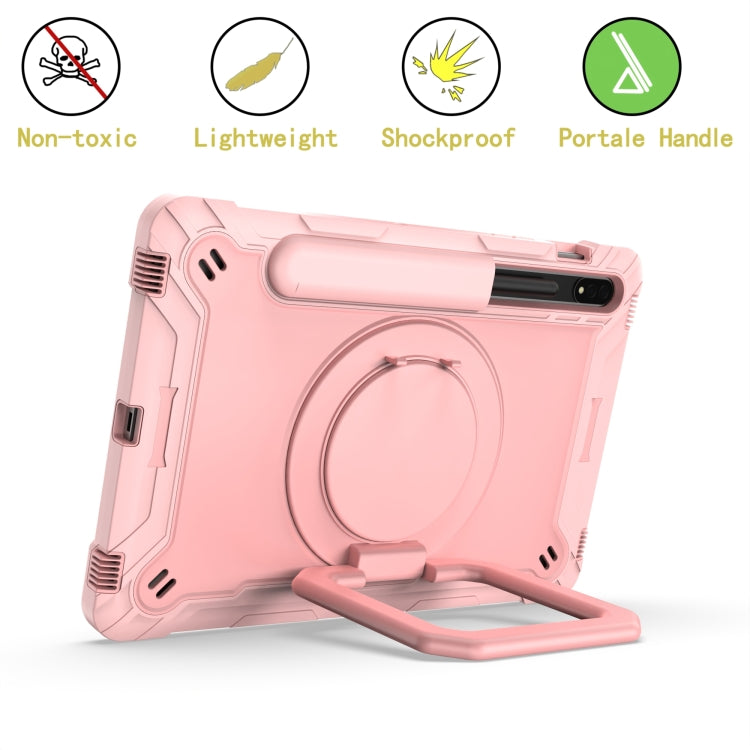 For Samsung Galaxy Tab S7 / S8 Silicone + PC Bracelet Holder Tablet Case(Rose Gold) by buy2fix