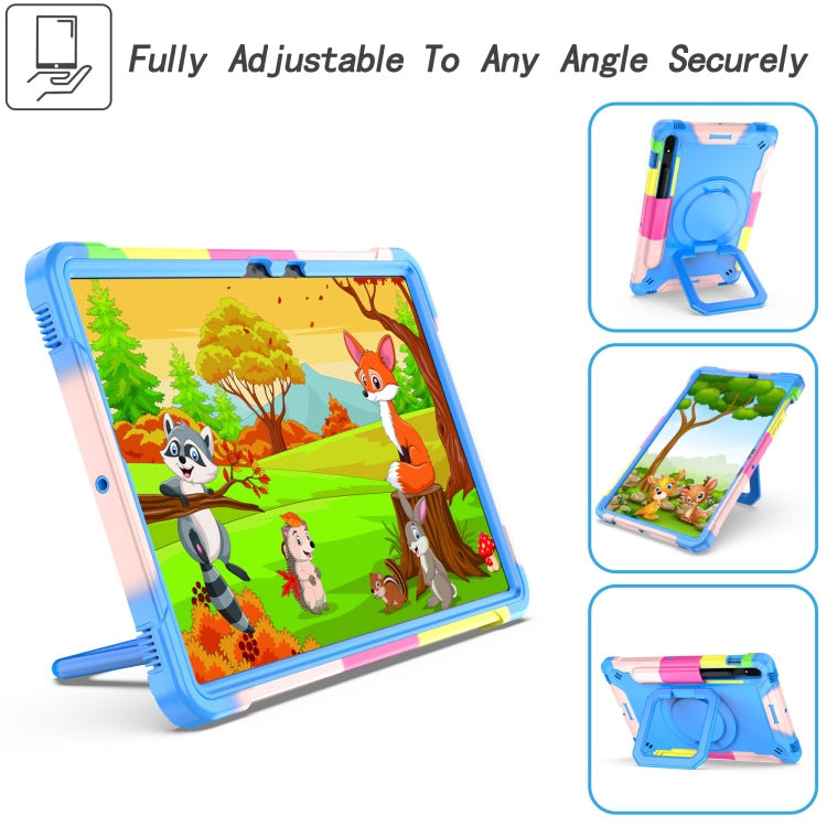 For Samsung Galaxy Tab S7 / S8 Silicone + PC Bracelet Holder Tablet Case(Camouflage + Blue) by buy2fix