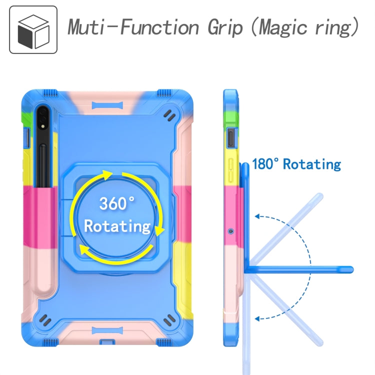 For Samsung Galaxy Tab S7 / S8 Silicone + PC Bracelet Holder Tablet Case(Camouflage + Blue) by buy2fix