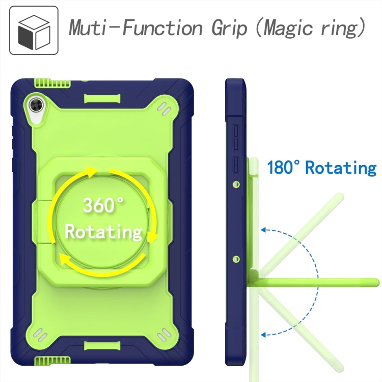 For Lenovo Tab M10 HD 2nd Gen Silicone + PC Bracelet Holder Tablet Case(Navy Blue + Yellow Green) - Lenovo by buy2fix | Online Shopping UK | buy2fix