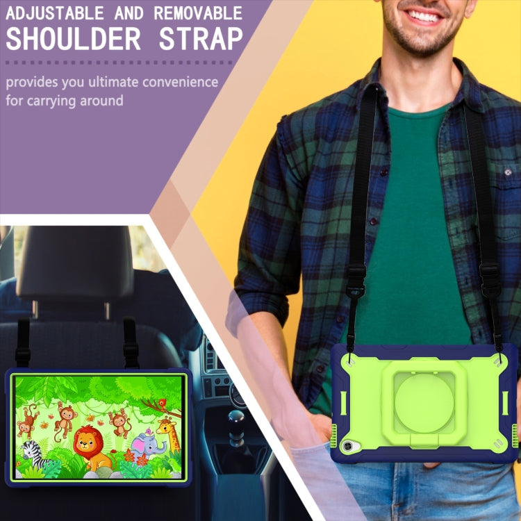 For Lenovo Tab M10 HD 2nd Gen Silicone + PC Bracelet Holder Tablet Case(Navy Blue + Yellow Green) - Lenovo by buy2fix | Online Shopping UK | buy2fix