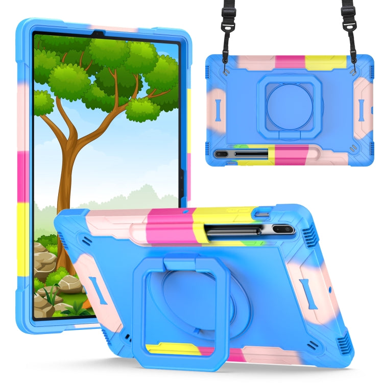 For Samsung Galaxy Tab S7+ / S8+ / S7 FE Silicone + PC Bracelet Holder Tablet Case(Camouflage + Blue) by buy2fix