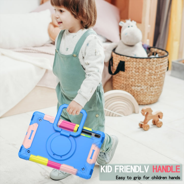 For Samsung Galaxy Tab S7+ / S8+ / S7 FE Silicone + PC Bracelet Holder Tablet Case(Camouflage + Blue) by buy2fix