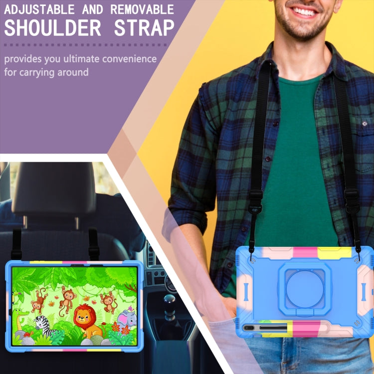 For Samsung Galaxy Tab S7+ / S8+ / S7 FE Silicone + PC Bracelet Holder Tablet Case(Camouflage + Blue) by buy2fix