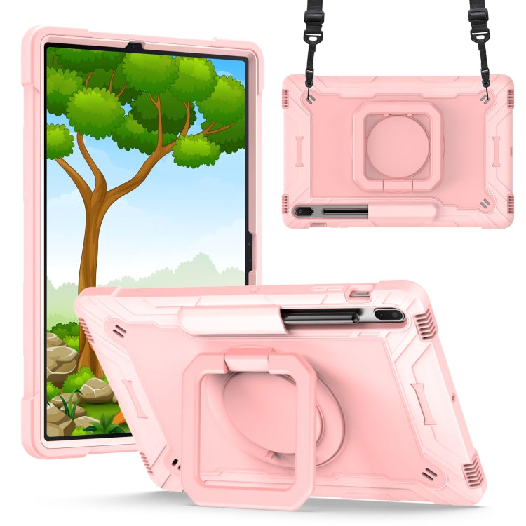 For Samsung Galaxy Tab S7+ / S8+ / S7 FE Silicone + PC Bracelet Holder Tablet Case(Rose Gold) by buy2fix